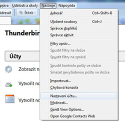 Thunderbird step 1 - založení nového účtu